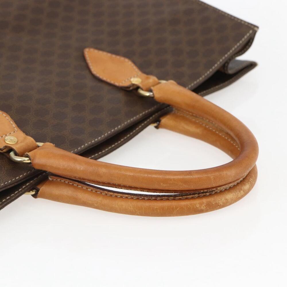CELINE Macadam Canvas Hand Bag PVC Leather Brown Gold Auth gh1448 - Picture 7 of 16